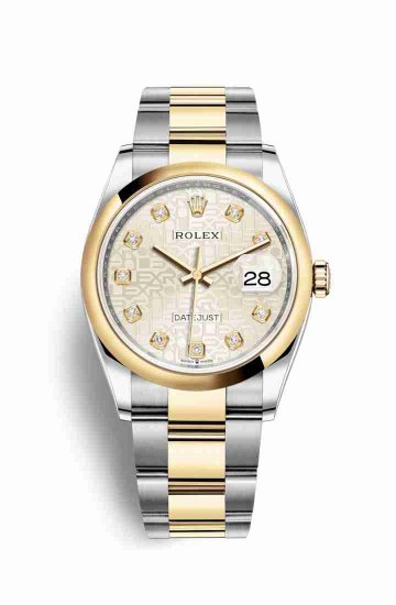 Swiss Replica Rolex Datejust 36 Yellow 126203 Silver Jubilee diamonds Watch - Click Image to Close