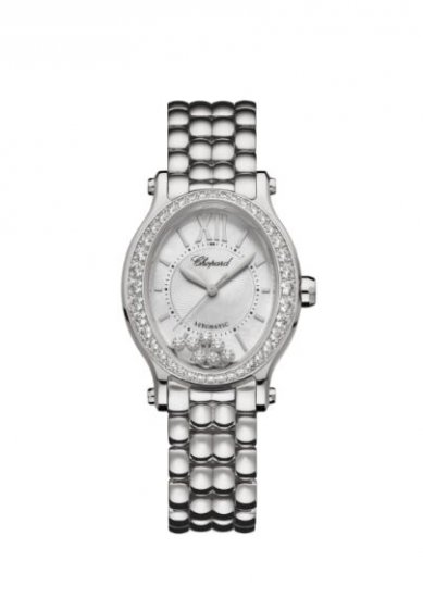 Copy Chopard Happy Sport Oval Stainless Steel And Diamonds Watch - Click Image to Close