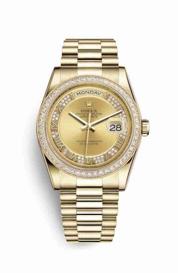 Swiss Replica Rolex Day-Date 36 118348 Champagne diamonds Watch - Click Image to Close