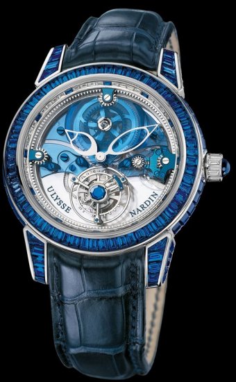 Ulysse Nardin Royal Blue Tourbillon (Platinum-Sapphires-Diamonds - Click Image to Close