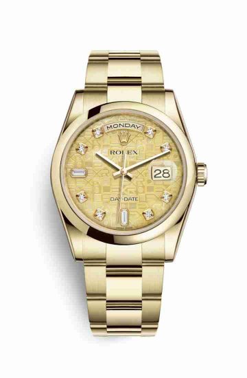 Swiss Replica Rolex Day-Date 36 118208 Champagne mother-of-pearl Jubilee diamonds Watch - Click Image to Close