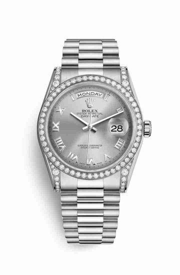 Swiss Replica Rolex Day-Date 36 diamonds 118389 Rhodium Dial Watch - Click Image to Close