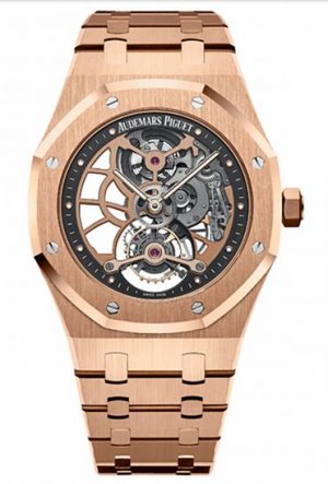 Swiss Replica Audemars Piguet Royal Oak Tourbillon Extra-thin Openworked Rose Gold 26518OR.OO.1220OR.01