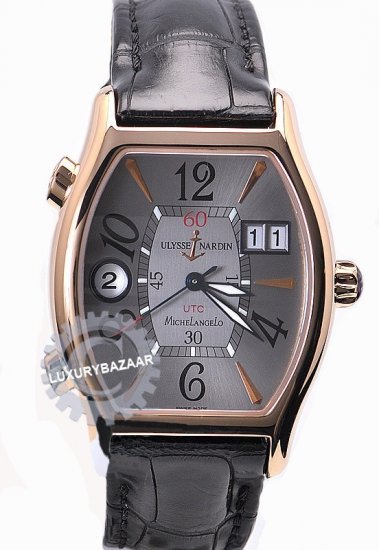 Ulysse Nardin Michelangelo UTC Dual Time (RG / Gray / Leather St - Click Image to Close