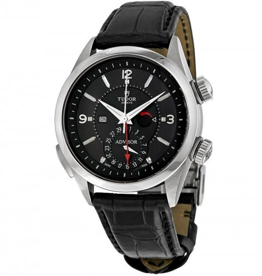 Tudor Heriatge Advisor Black Dial Leather Men's Watch 79620TN - Click Image to Close