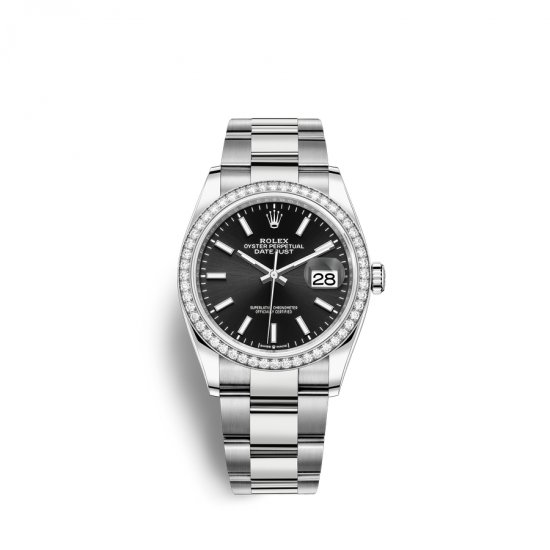 Fake Rolex Datejust 36 Oystersteel 18 ct white gold M126284RBR-0008 Black Dial Watch - Click Image to Close