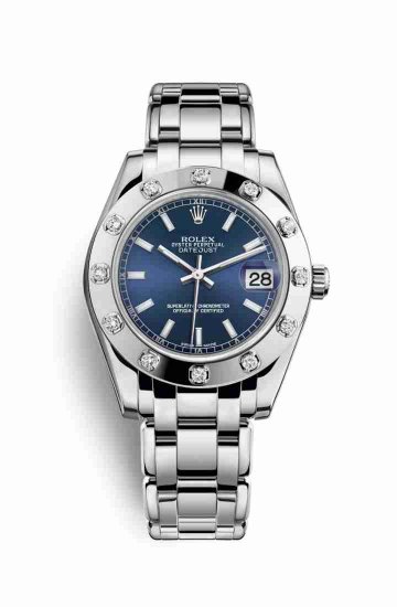 Swiss Replica Rolex Pearlmaster 34 81319 Blue Dial Watch - Click Image to Close