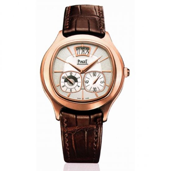 Fake Piaget Emperador Automatic Silver Dial Brown Leather Men's Watch - Click Image to Close