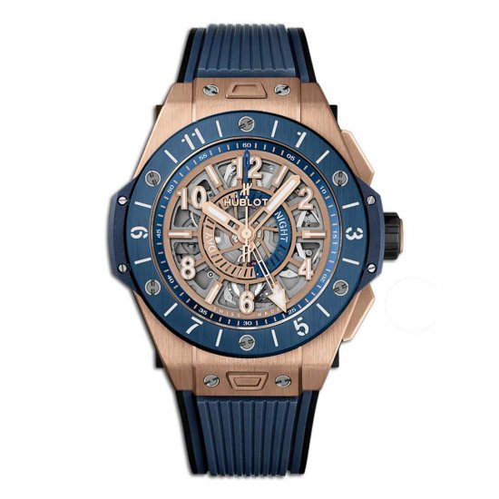 Copy Hublot Big Bang Unico Gmt King Gold Blue Ceramic - Click Image to Close