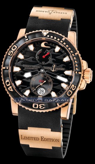 Ulysse Nardin Maxi Marine Diver (RG / Black / Rubber-RG) 266-37L - Click Image to Close