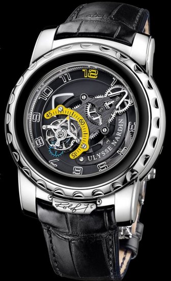 Ulysse Nardin Freak Rolf 75 (Platinum / Black Skeleton / Leather - Click Image to Close