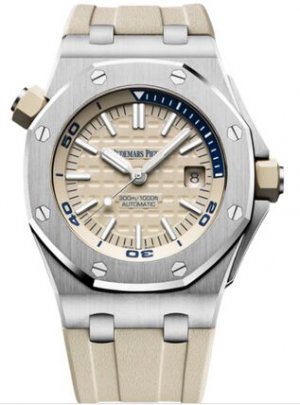 Swiss Replica Audemars Piguet Royal Oak Offshore Diver Stainless Steel Beige 15710ST.OO.A085CA.01