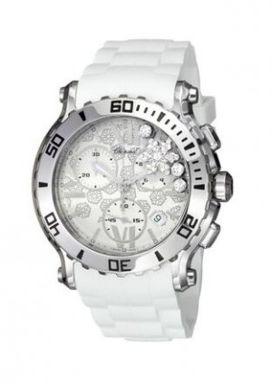 Chopard Happy Sport Round White Diamond Snow Dial Ladies Watch 2