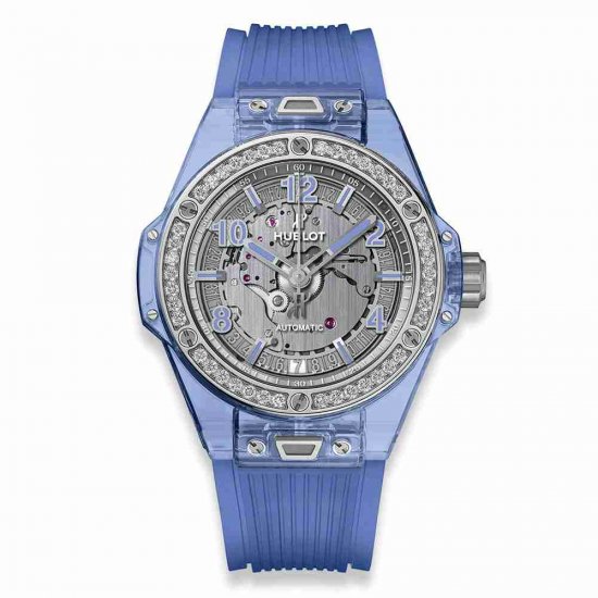 Swiss Replica Hublot Big Bang One Click Blue Sapphire Diamonds 39mm 465.JL.4802.RT.1204 - Click Image to Close