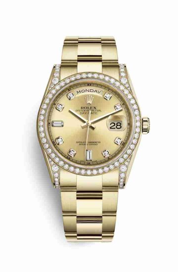 Swiss Replica Rolex Day-Date 36 118388 Champagne diamonds Watch - Click Image to Close