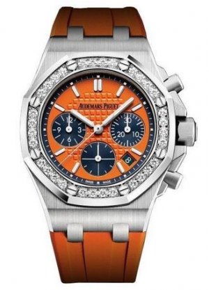 Swiss Replica Audemars Piguet Royal Oak Offshore Selfwinding Chronograph Orange Index Diamond Stainless Steel Rubber 37mm 26231ST.ZZ.D070CA.01