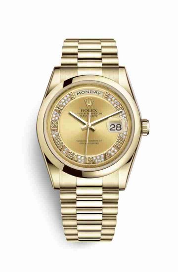 Swiss Replica Rolex Day-Date 36 118208 Champagne diamonds Watch - Click Image to Close