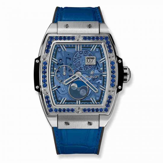 Swiss Replica Hublot Spirit Of Big Bang Moonphase Titanium Dark Blue 42mm 647.NX.5171.LR.1201 - Click Image to Close