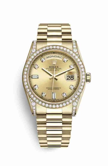 Swiss Replica Rolex Day-Date 36 118388 Champagne diamonds Watch - Click Image to Close