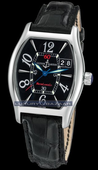 Ulysse Nardin Michelangelo Big Date (SS / Black / Leather) 233-6 - Click Image to Close