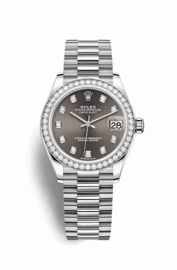 Swiss Replica Rolex Datejust 31 278289RBR Dark grey diamonds Watch - Click Image to Close