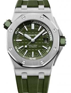 Swiss Replica Audemars Piguet Royal Oak Offshore Diver Stainless Stee Khaki 15710ST.OO.A052CA.01