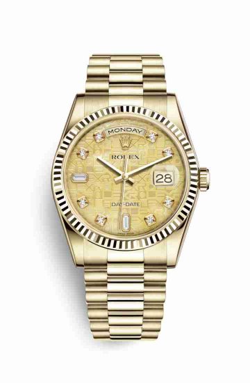 Swiss Replica Rolex Day-Date 36 118238 Champagne mother-of-pearl Jubilee diamonds Watch - Click Image to Close