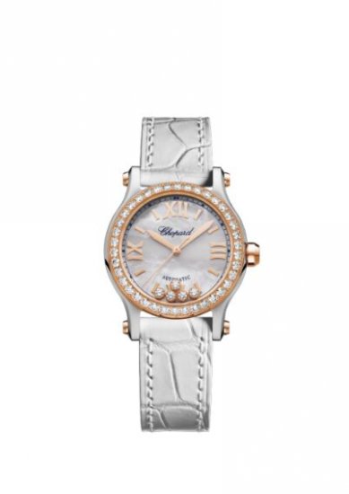 Copy Chopard Happy Sport 30mm Automatic 18 K Rose Gold Stainless Steel And Diamonds Watch - Click Image to Close