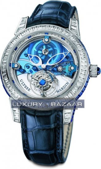 Ulysse Nardin Tourbillon (Platinum/Royal Blue- 48 Sapphires-12 D - Click Image to Close