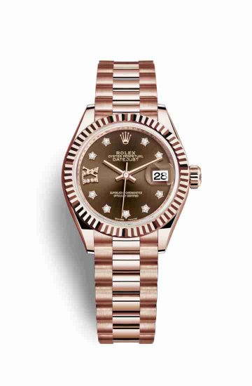 Swiss Replica Rolex Datejust 28 Everose gold Chocolate diamonds m279175-0002 - Click Image to Close