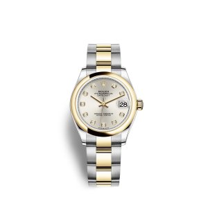 Fake Rolex Datejust 31 Oystersteel 18 ct yellow gold M278243-0019 Silver set with diamonds Dial Watch