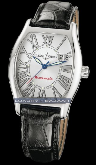 Ulysse Nardin Michelangelo Big Date (SS / Silver / Leather) 233- - Click Image to Close