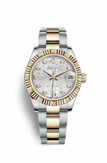 Swiss Replica Rolex Datejust 31 Yellow 178313 Silver Jubilee diamonds Watch - Click Image to Close