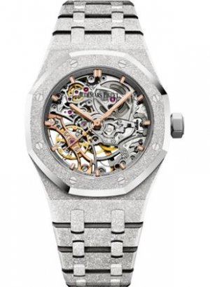 Swiss Replica Audemars Piguet Royal Oak Double Balance Wheel Openworked Frosted White Gold 15466BC.GG.1259BC.01