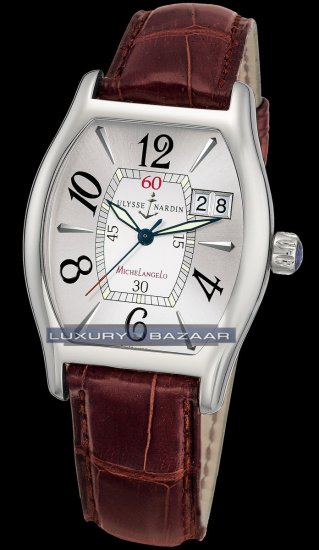 Ulysse Nardin Michelangelo Big Date (SS / Silver Arabic / Leathe - Click Image to Close