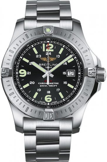 Fake Breitling Colt Black Dial Stainless Steel Men's Watch - Click Image to Close