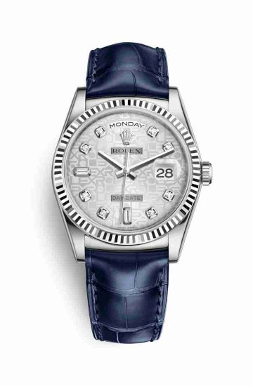 Swiss Replica Rolex Day-Date 36 118139 Silver Jubilee diamonds Watch - Click Image to Close