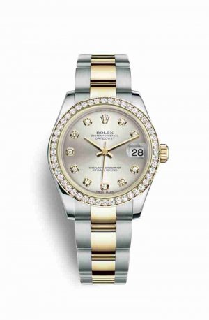 Swiss Replica Rolex Datejust 31 Yellow 178383 Silver diamonds Watch