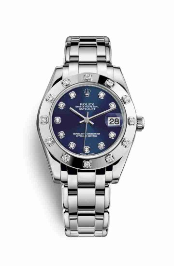 Swiss Replica Rolex Pearlmaster 34 81319 Blue diamonds Watch - Click Image to Close