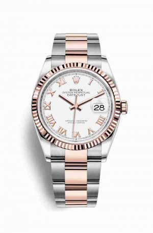 Swiss Replica Rolex Datejust 36 Everose gold 126231 White Dial Watch