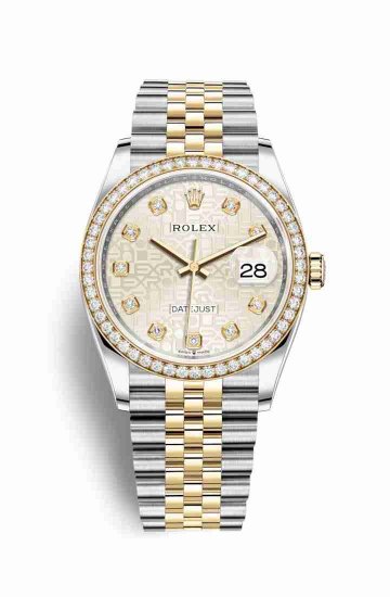 Swiss Replica Rolex Datejust 36 Yellow 126283RBR Silver Jubilee diamonds Watch - Click Image to Close