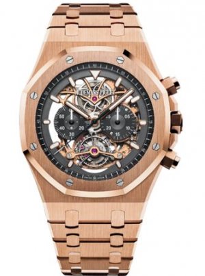 Swiss Replica Audemars Piguet Royal Oak Tourbillon Chronograph Openworked Pink Gold 26347OR.OO.1205OR.01