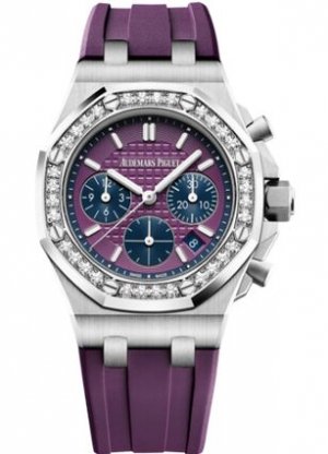 Swiss Replica Audemars Piguet Royal Oak OffShore 26231 Lady Chronograph Stainless Steel Plum Diamond 26231ST.ZZ.D075CA.01