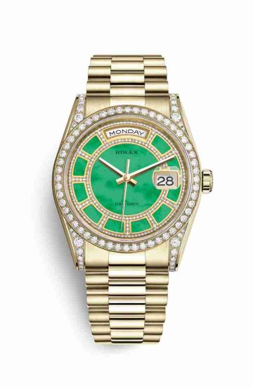 Swiss Replica Rolex Day-Date 36 118388 Carousel of green jade Dial Watch - Click Image to Close