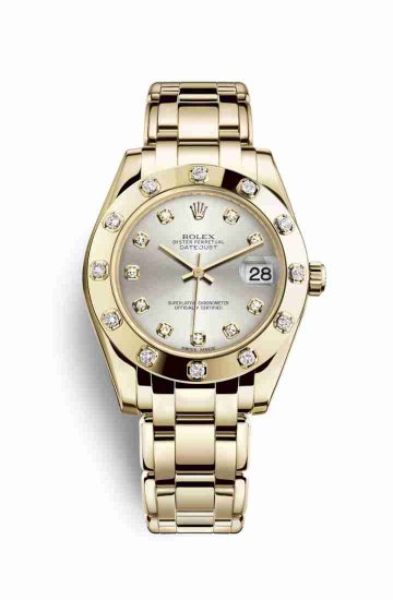 Swiss Replica Rolex Pearlmaster 34 81318 Silver diamonds Watch - Click Image to Close