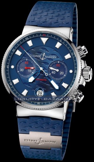 Ulysse Nardin Blue Seal (SS / Blue / Rubber-Ti) 353-68LE-3 - Click Image to Close