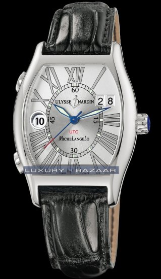 Ulysse Nardin Michelangelo UTC Dual Time (SS / Silver / Leather) - Click Image to Close