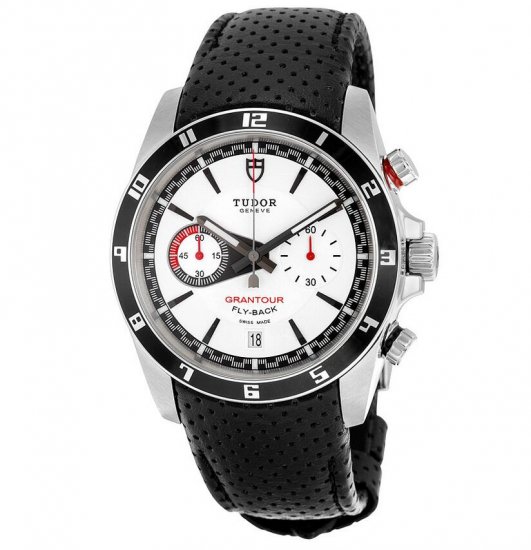 Tudor Grantour White Dial Black Leather Men's Watch 20550N-WMCPL - Click Image to Close