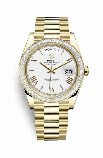 Swiss Replica Rolex Day-Date 40 228398TBR White Dial Watch - Click Image to Close