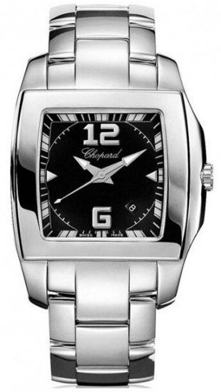 Chopard Two O Ten Black Dial Stainless Steel Ladies Watch 11846 - Click Image to Close